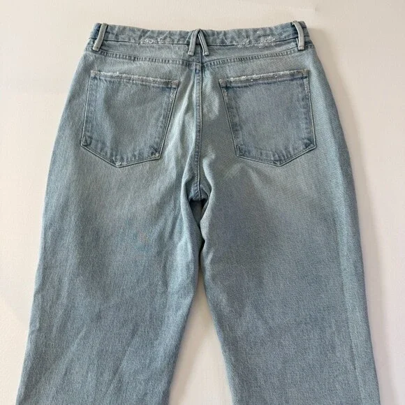 Good American Mom Jeans Women's Sz 10 / 30 High Waist Distressed Light Wash Blue - Picture 10 of 16